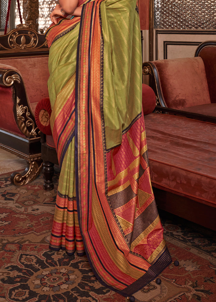 Sheen Green Silk Saree with Patola Blouse