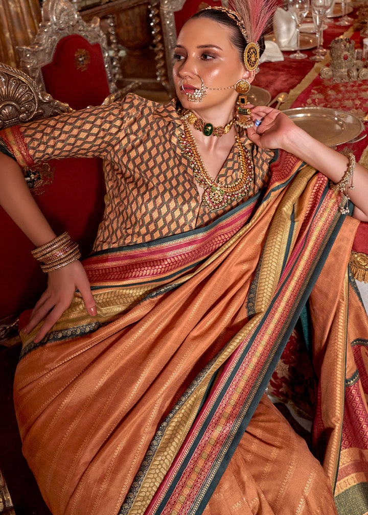 Sandstone Orange Silk Saree with Patola Blouse