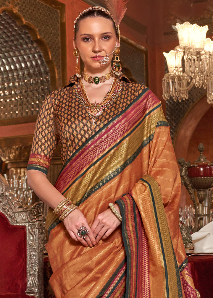 Sandstone Orange Silk Saree with Patola Blouse