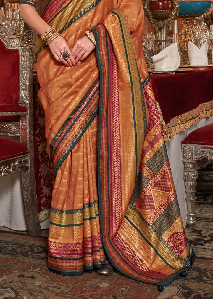 Sandstone Orange Silk Saree with Patola Blouse