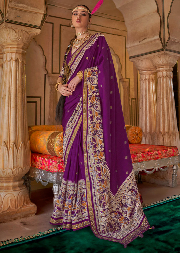 Lollipop Purple Viscose Silk Saree with Luxury Print & Dew Drop Detailing