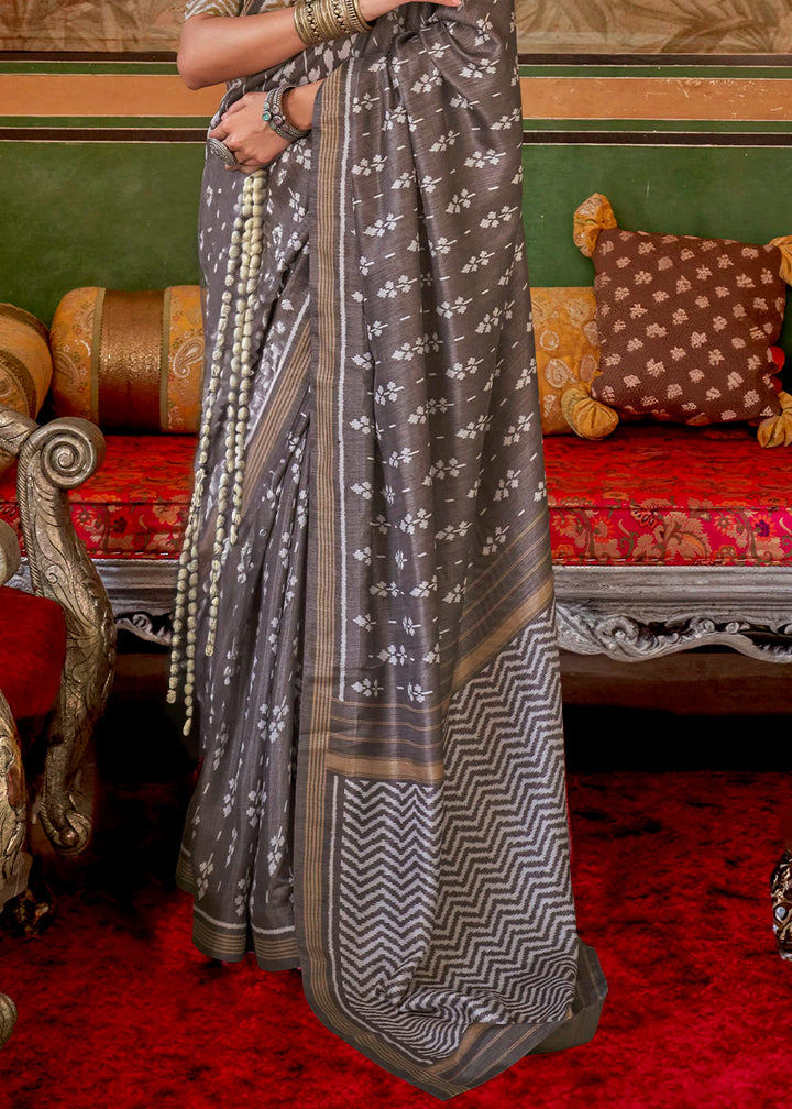 Toffee Brown Silk Saree in Traditional Design with Aqua Finish
