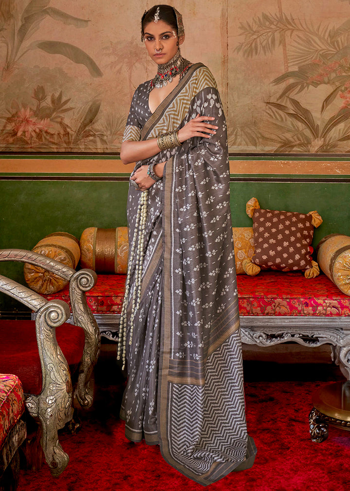 Toffee Brown Silk Saree in Traditional Design with Aqua Finish