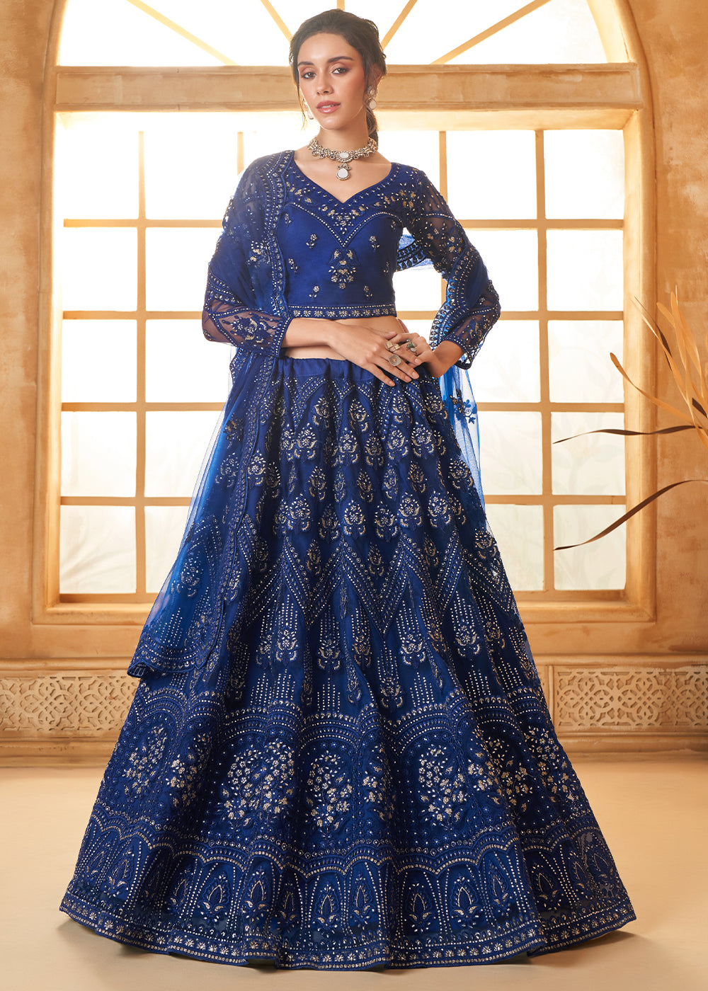 dark blue pakistani bridal dresses NAVY BLUE PAKISTANI WEDDING COLLECTION FAUX GEORGETTE FABRIC WITH EMBR –  Dealbazaarsonline.com main image 1