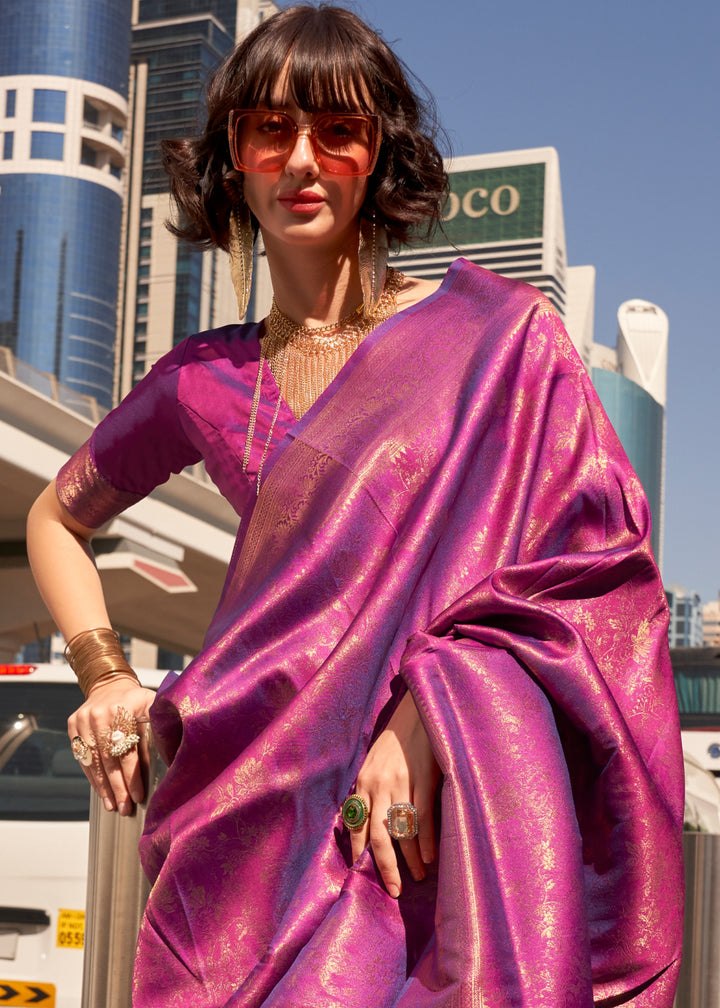 Wine Purple Handloom Woven Designer Saree