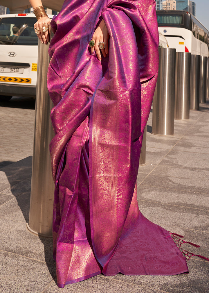 Wine Purple Handloom Woven Designer Saree