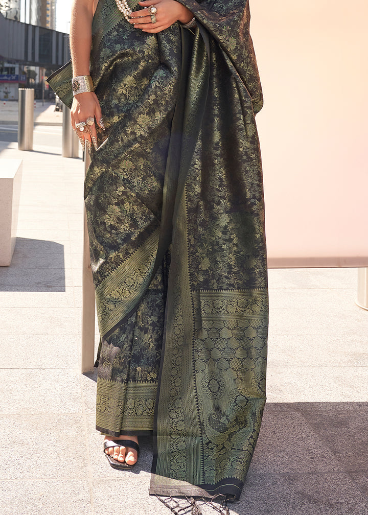 Black & Golden Handloom Woven Designer Saree