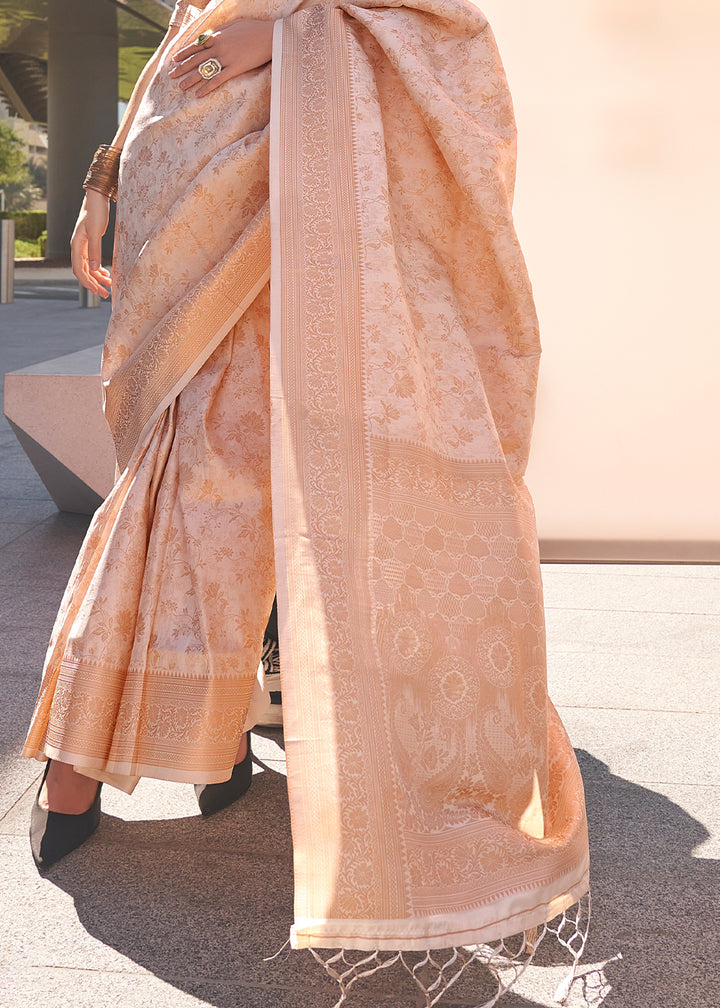 Beige Brown Handloom Woven Traditional Saree