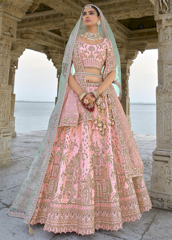Valentine Pink Banarasi Silk Lehenga Choli with Elegant Khatli Work and Handcrafted Embroidery