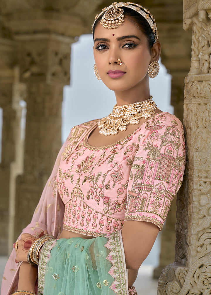 Valentine Pink Banarasi Silk Lehenga Choli with Elegant Khatli Work and Handcrafted Embroidery