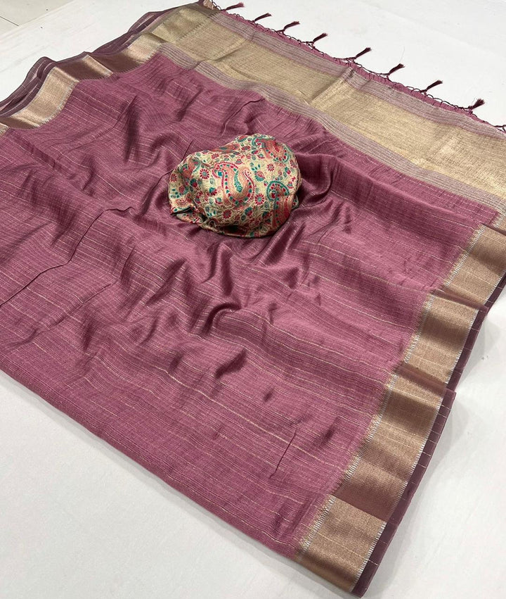 Opera Mauve Purple Handwoven Chiffon Silk Saree