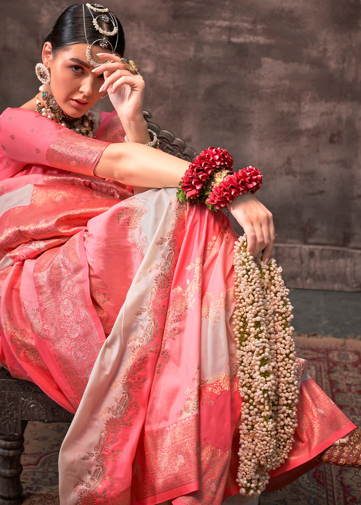 Light Brink Pink Rangkaat Handloom Woven Silk Saree