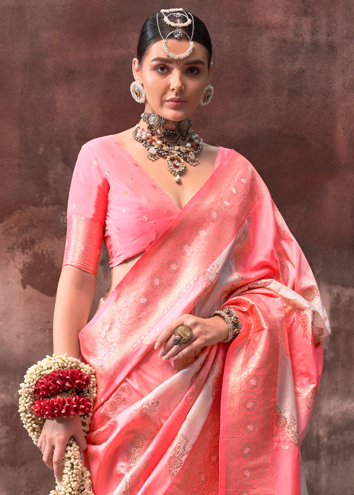 Light Brink Pink Rangkaat Handloom Woven Silk Saree