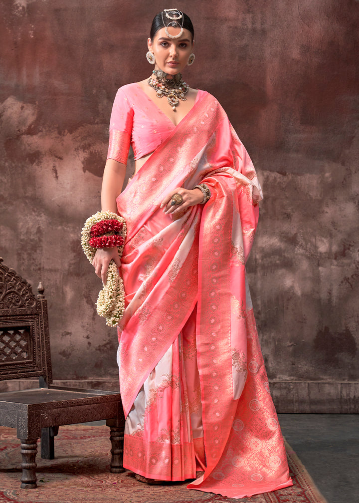 Light Brink Pink Rangkaat Handloom Woven Silk Saree