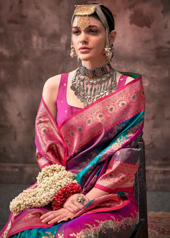 Magenta Pink Rangkaat Handloom Woven Silk Saree