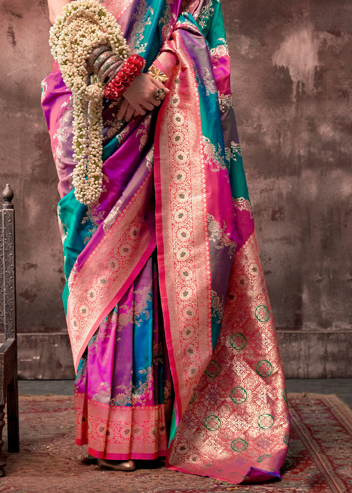Magenta Pink Rangkaat Handloom Woven Silk Saree