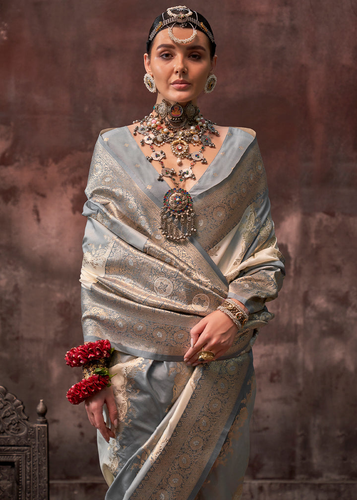 Shades Of Grey Rangkaat Handloom Woven Silk Saree