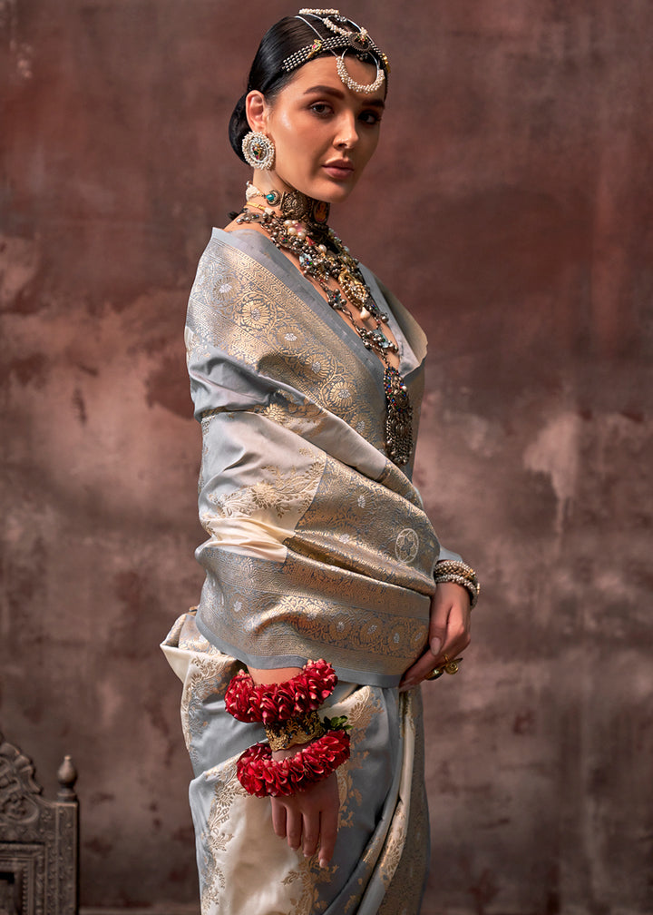 Shades Of Grey Rangkaat Handloom Woven Silk Saree