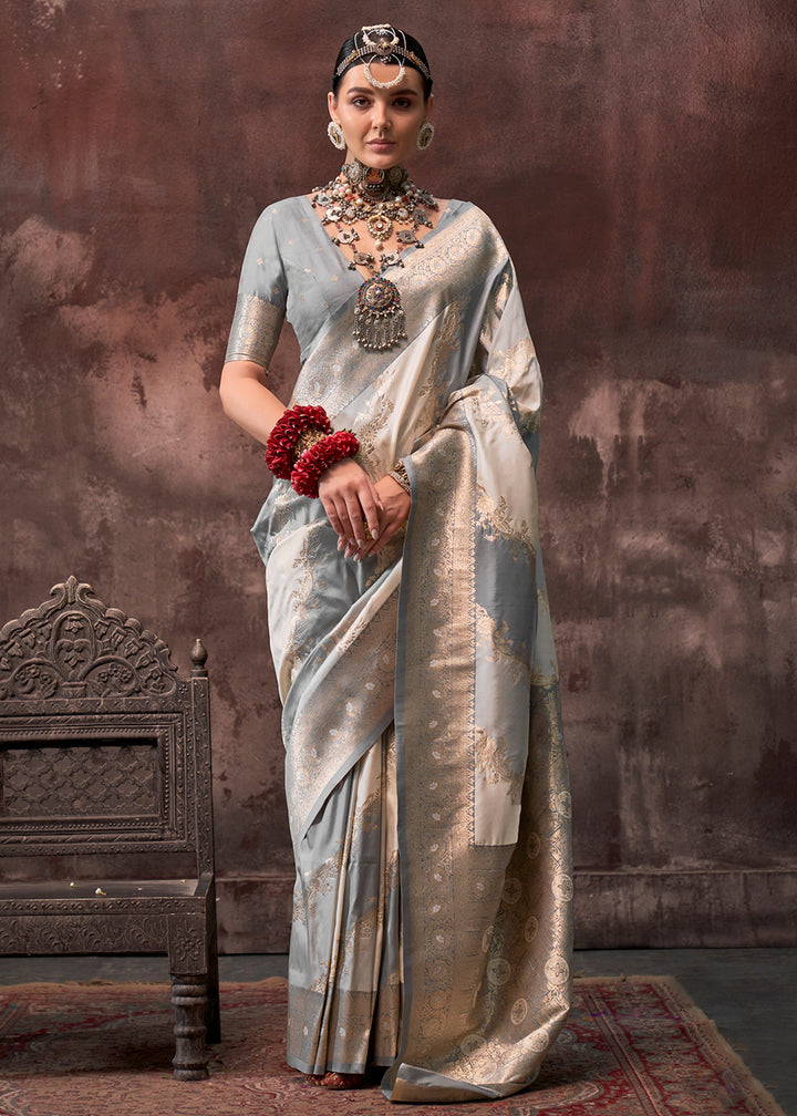 Shades Of Grey Rangkaat Handloom Woven Silk Saree