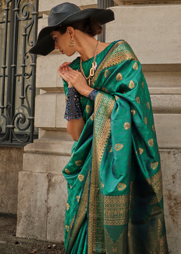 Jade Green Handloom Woven Silk Saree