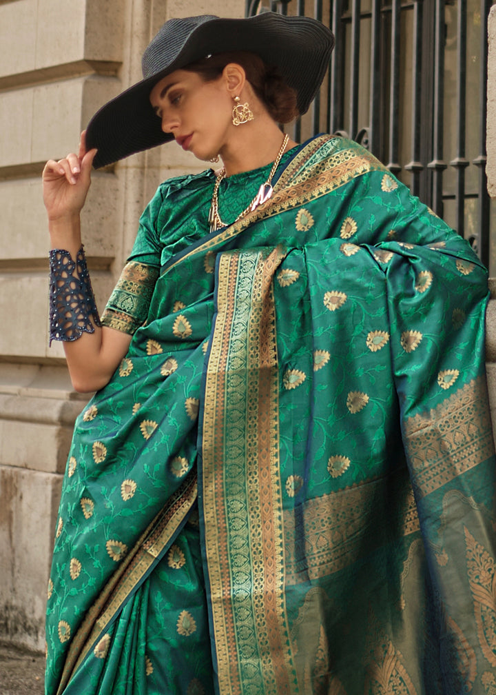 Jade Green Handloom Woven Silk Saree