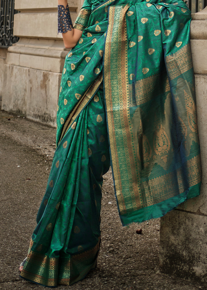Jade Green Handloom Woven Silk Saree