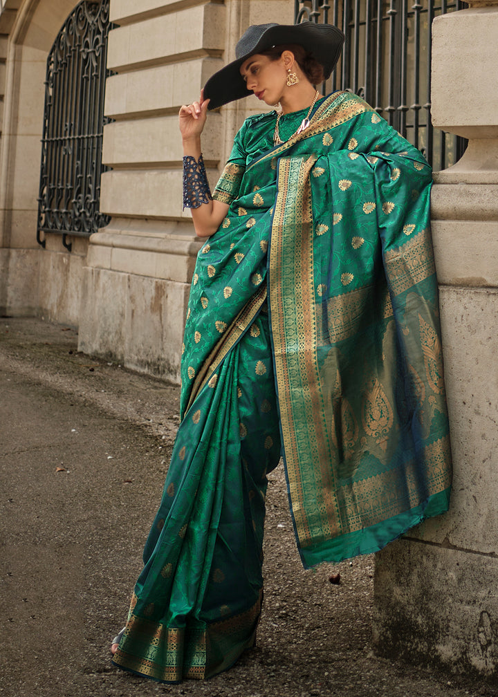 Jade Green Handloom Woven Silk Saree