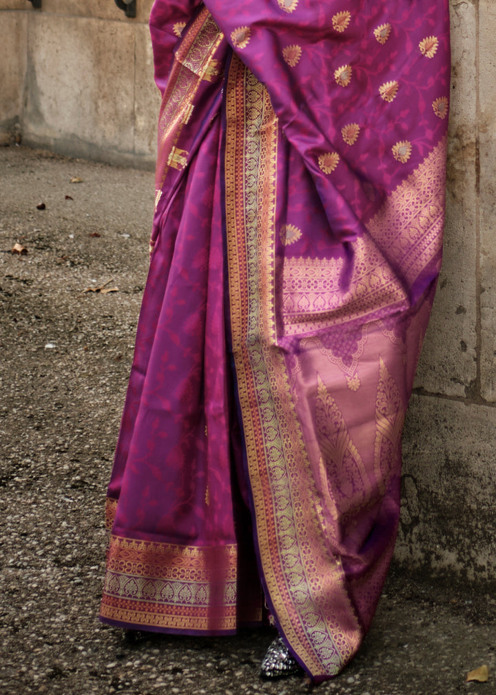 Munsell Purple Handloom Woven Silk Saree