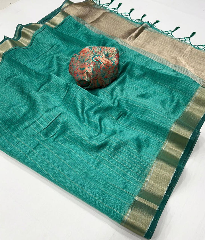 Jungle Green Handwoven Chiffon Silk Saree