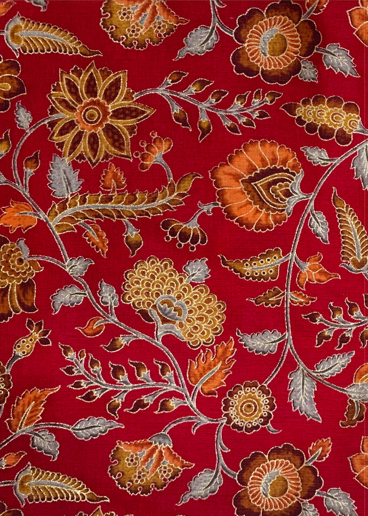 Bridal Red Silk Saree Adorned with Floral Jaal and Zari Weaving