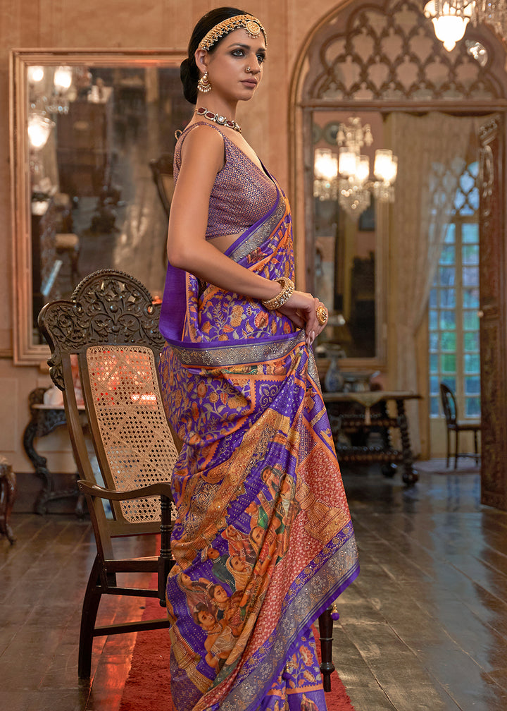 Electric Purple Silk Saree Adorned with Floral Jaal and Zari Weaving