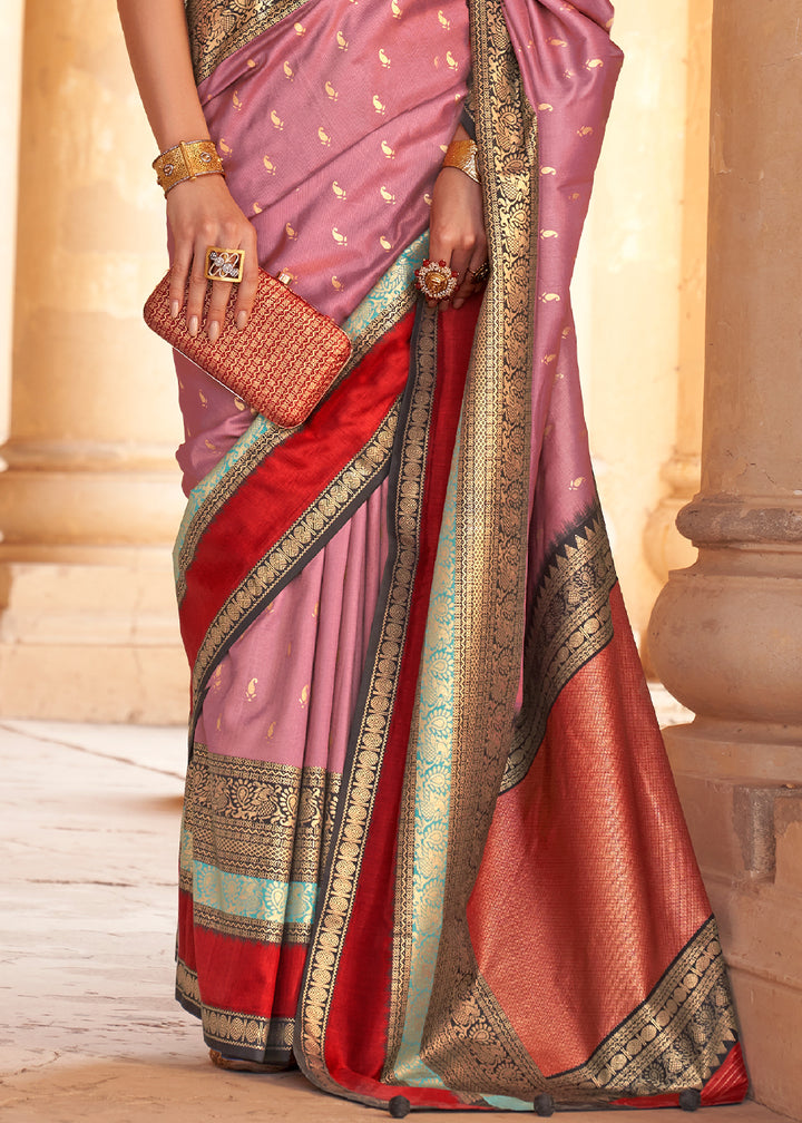 Lilac Purple Zari Woven Silk Saree with All-Over Butti Pattern