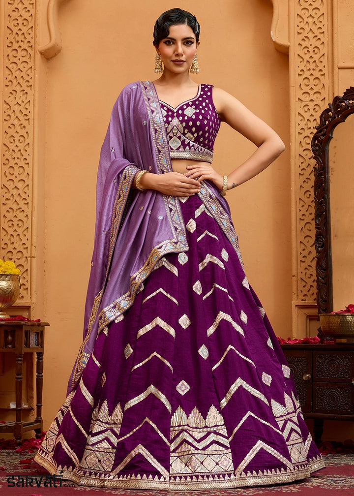 Lollipop Purple Silk Lehenga Choli with Sequin Work