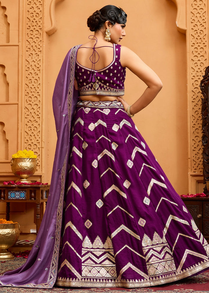 Lollipop Purple Silk Lehenga Choli with Sequin Work