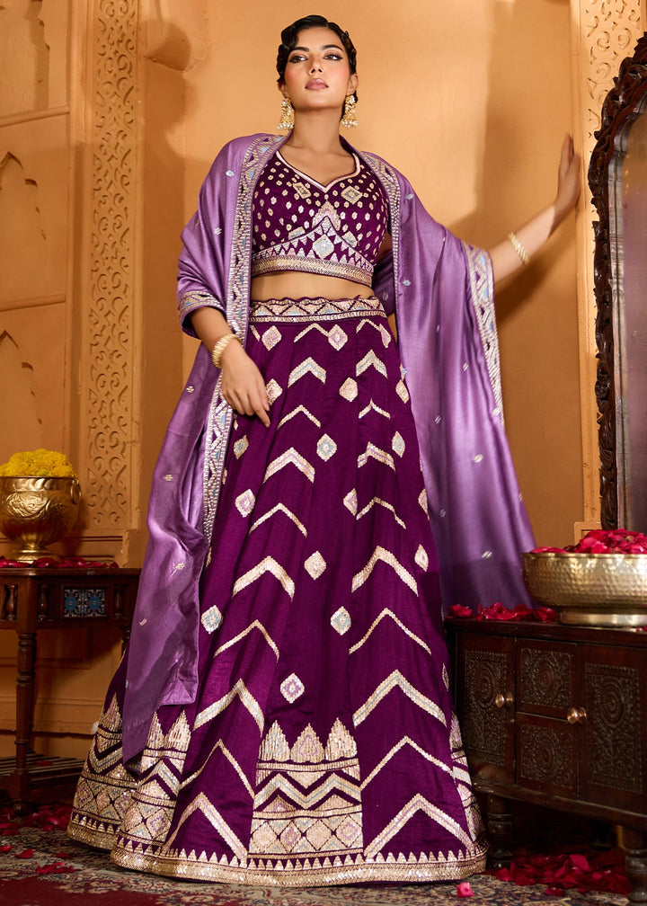 Lollipop Purple Silk Lehenga Choli with Sequin Work