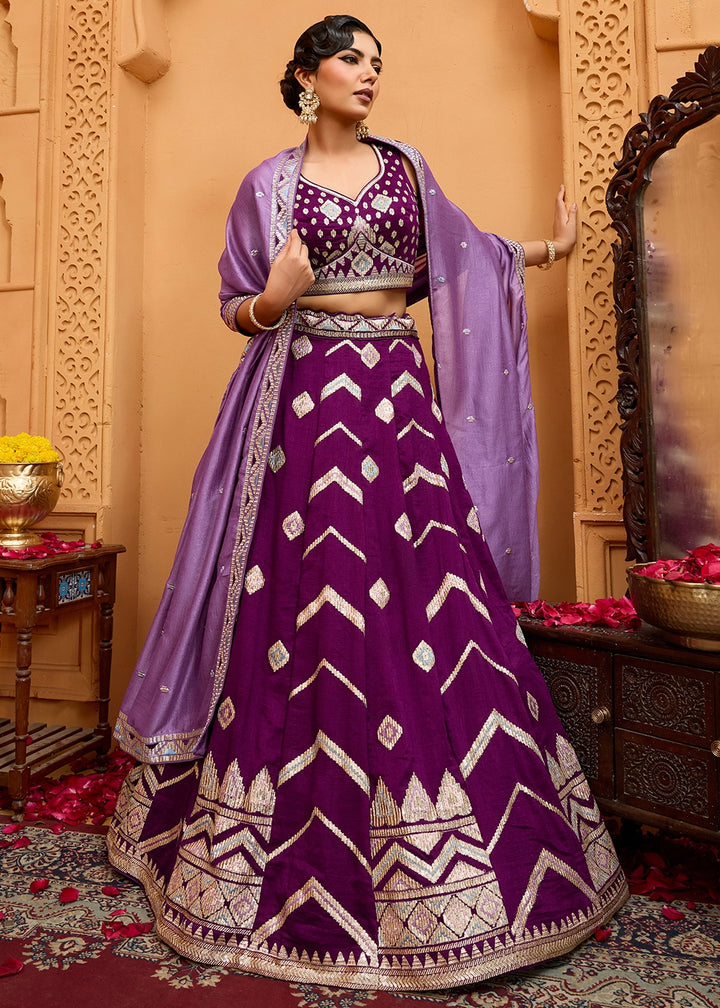 Lollipop Purple Silk Lehenga Choli with Sequin Work
