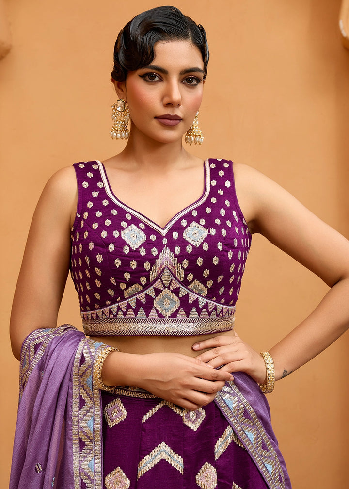 Lollipop Purple Silk Lehenga Choli with Sequin Work