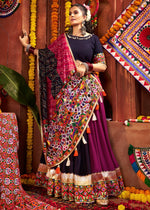 Shades Of Purple Lehenga with Kutchi Mirror and Thread Detailing Choli