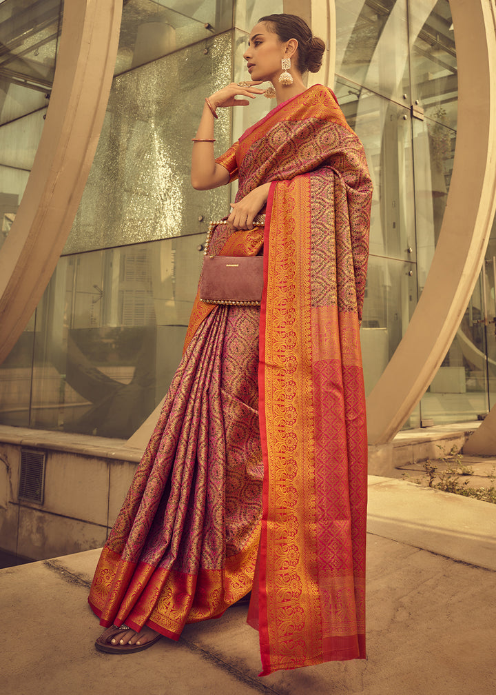 Purple & Pink Two-Tone Handcrafted Kanjivaram Silk Saree