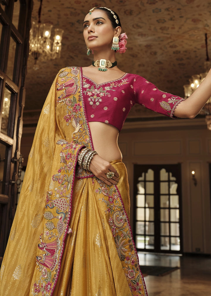 Marigold Orange Banarasi Silk Saree with Zari, Thread & Sequins Work: Diwali Edit