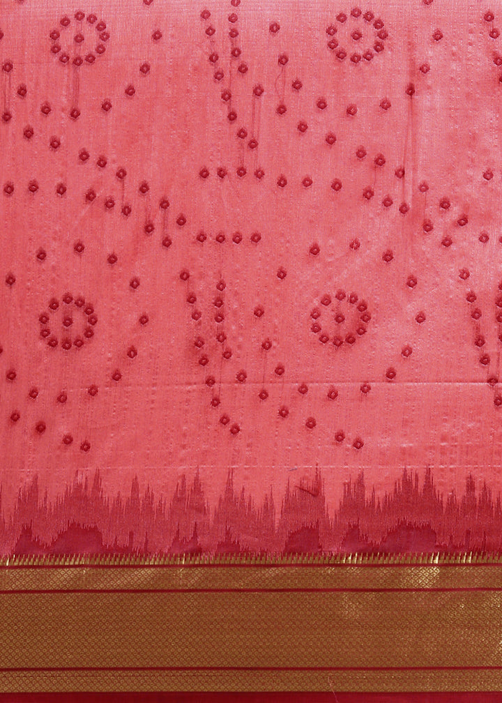 Shades of Red Bandhani Paithani Silk Saree with Exquisite Zari Pallu