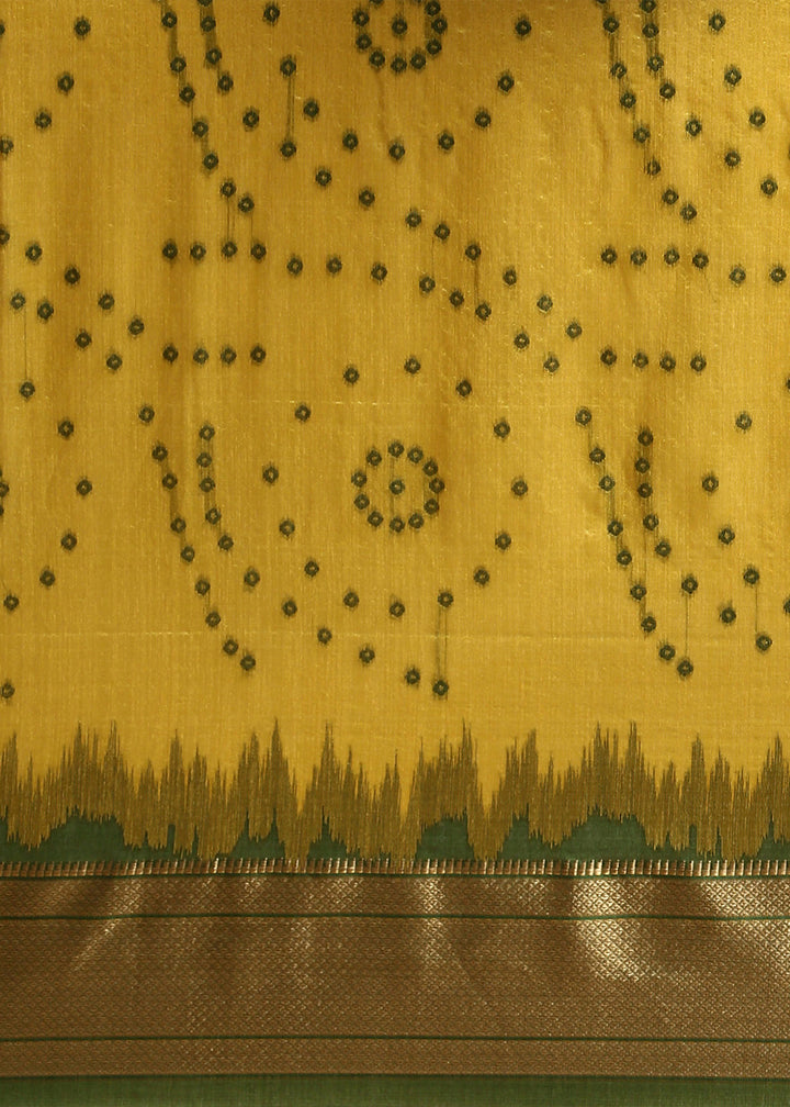 Cadmium Yellow Bandhani Paithani Silk Saree with Exquisite Zari Pallu