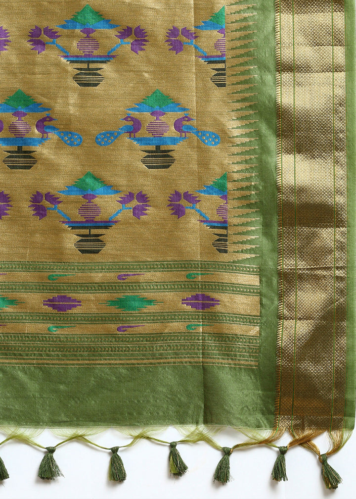 Cadmium Yellow Bandhani Paithani Silk Saree with Exquisite Zari Pallu