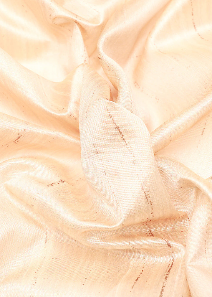 Cream White & Pink Tussar Silk Saree with Classic Temple Border Design