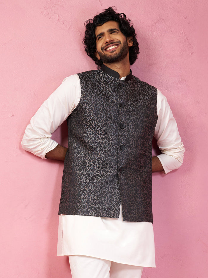 Grey Imported Suiting Nehru Jacket