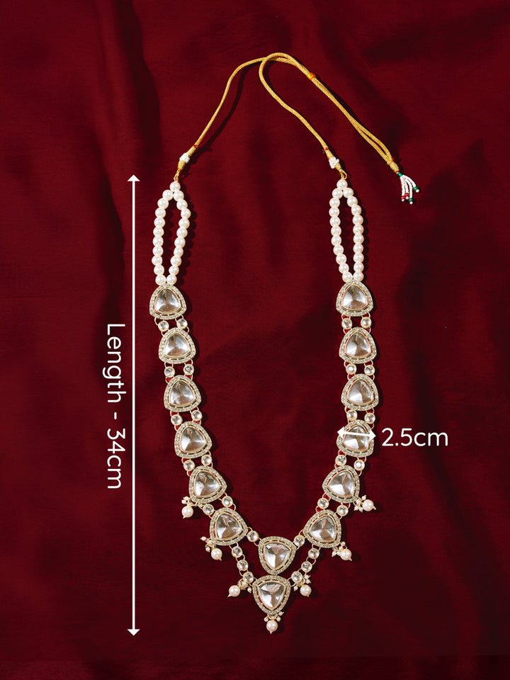 Men's Traditional Wedding Necklace - Cream Single Layer Rhinestone Pearl Design