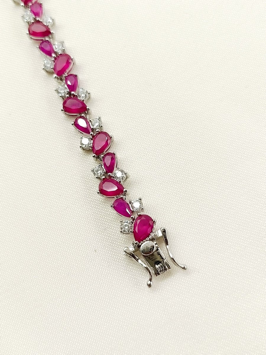 Aabheri Ruby American Diamond Bracelet - House of Sarvati LLC