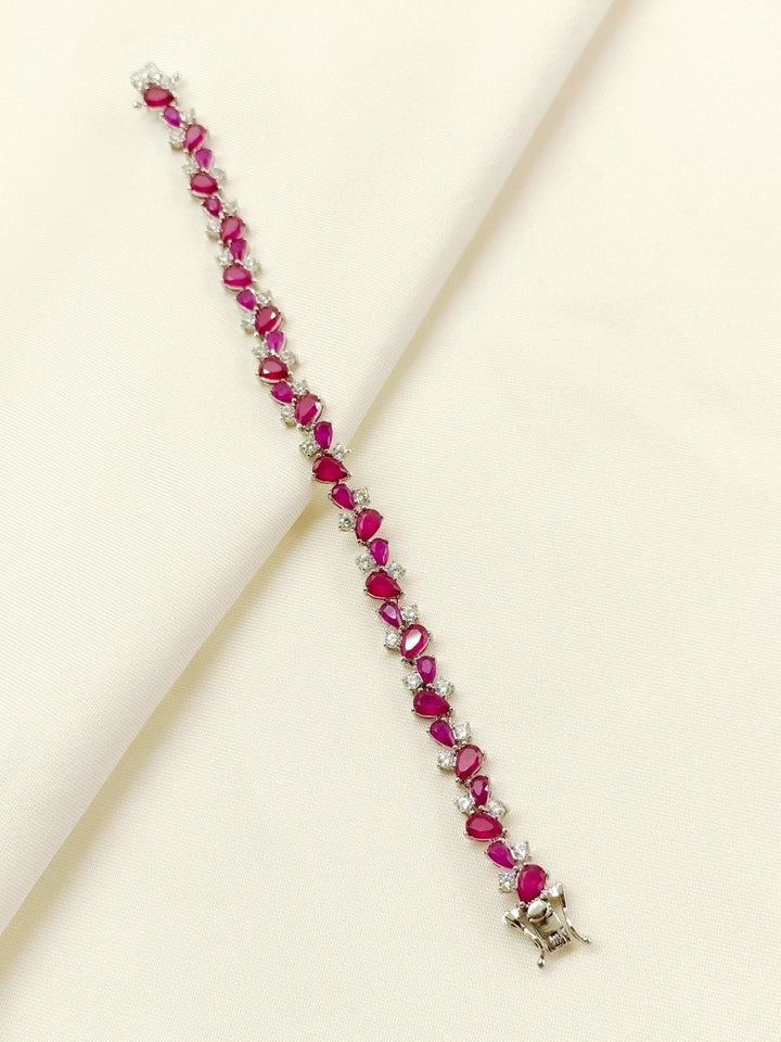 Aabheri Ruby American Diamond Bracelet - House of Sarvati LLC