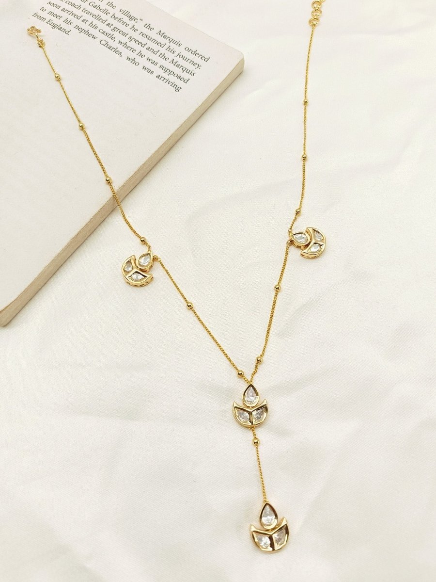 Aaniya White Kundan Neckpiece - House of Sarvati LLC
