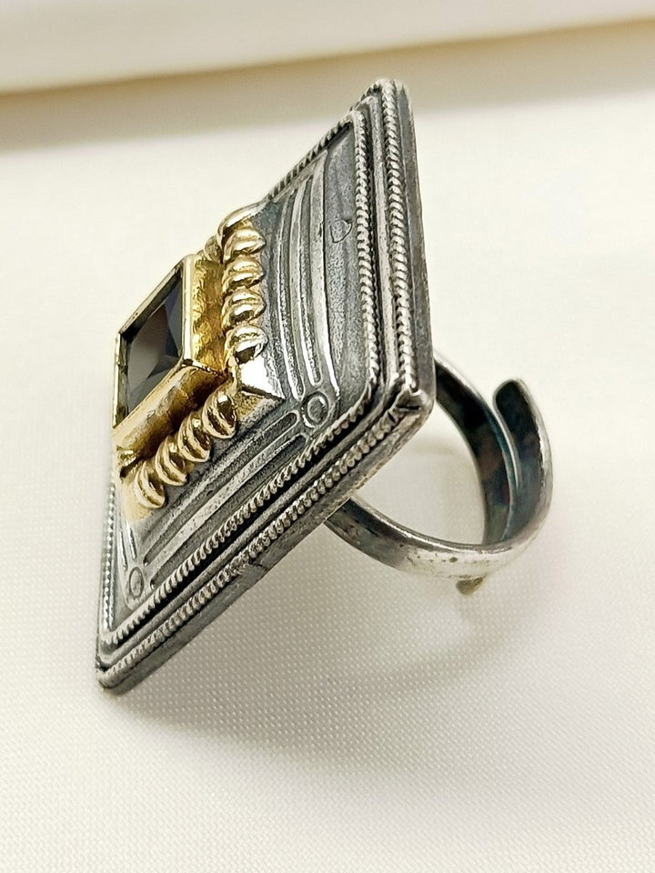 Gaurika Black Oxidized Finger Ring - House of Sarvati LLC